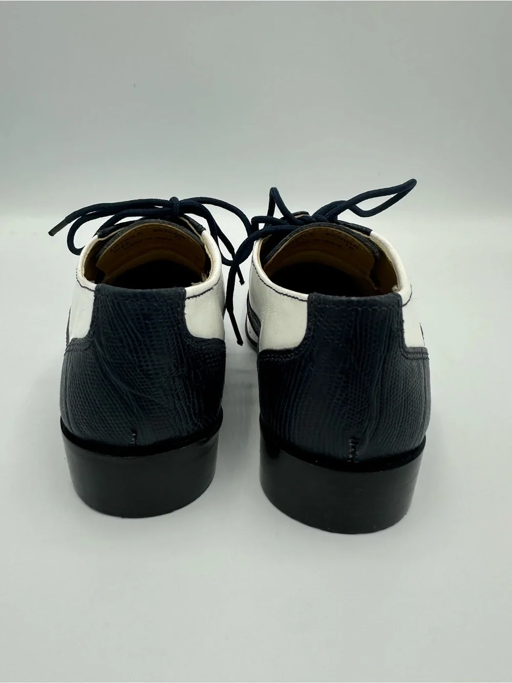 Gliders Little Kids Boys Lizard Lace-Up Leather Dress Shoes Navy/White Sz 10 NEW